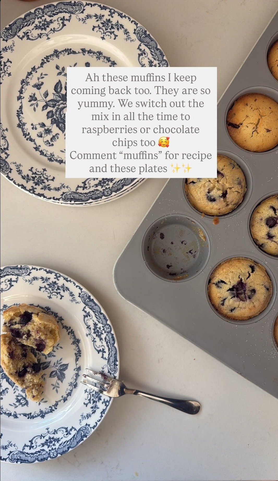 Yummy breakfast on pretty plates! My favorite muffin recipe is the Blueberry Streusel Muffins from Magnolia. It's available online. These plates are one of my favorite ways to level up everyday moments and meals. 

 #LTKfoodie #LTKHome