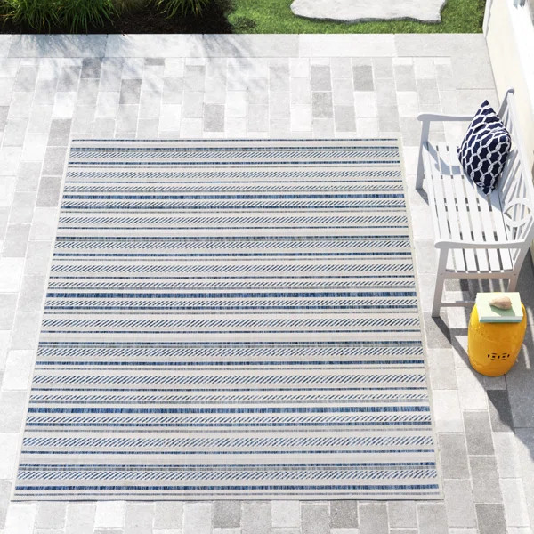 Bellino Striped Denim Indoor/Outdoor Area Rug | Wayfair North America