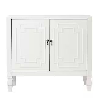 Southern Enterprises Tropman White Antique Accent Cabinet with Double-Doors HD387307 - The Home D... | The Home Depot