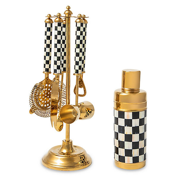 MacKenzie-Childs Courtly Check 3260 Gold Edition Bar Set | MacKenzie-Childs