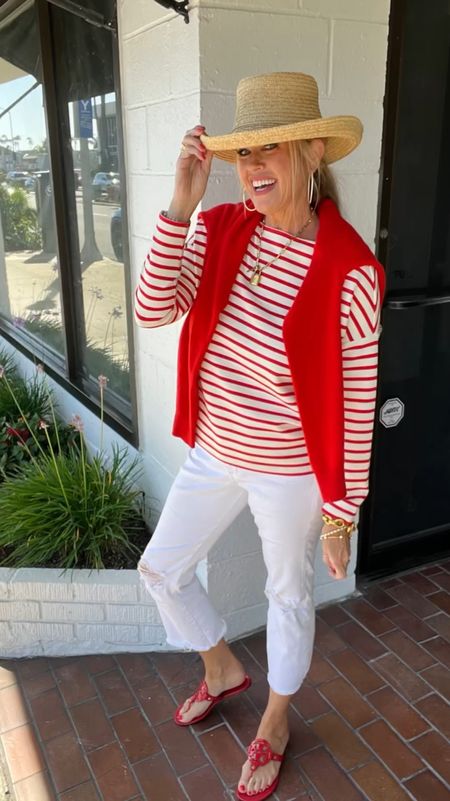 Red & White Stripes

Spanx air essentials top
Buttery soft and tts

Spanx front pocket wide leg jeans 40% off use code EARLYSUMMER

White crop kick flare jeans #whitedenim
Express on sale 

Red Tory Burch miller sandals 

Cashmere’s sweater

Gigi pip hat 

Gold jewelry Julia Vos, Buddha girl and Jenny bird



#LTKStyleTip #LTKSaleAlert