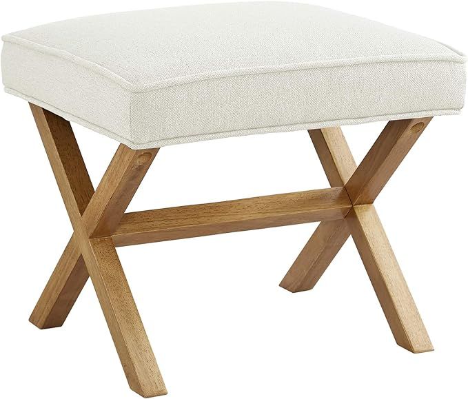 Amazon Basics Mid-Century Square Modern X Ottoman Chair, Linen, Ivory, 18"D x 20"W x 18"H (Previo... | Amazon (US)