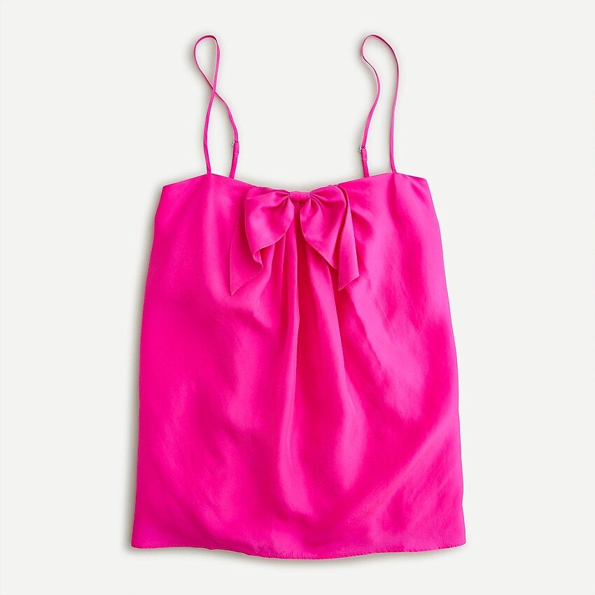 Collection bow tank top in garment-dyed silk | J.Crew US