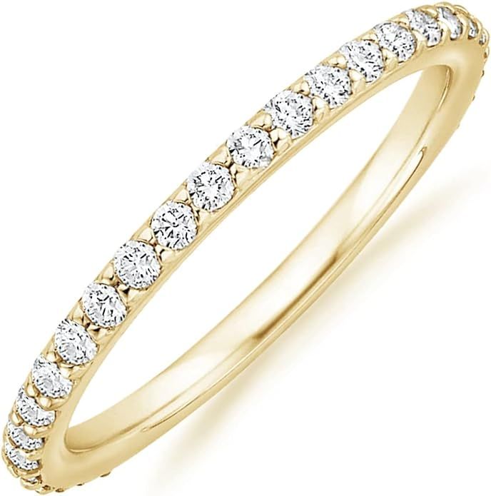 PAVOI 14K Gold Plated Cubic Zirconia Diamond Stackable Eternity Bands for Women | Amazon (US)