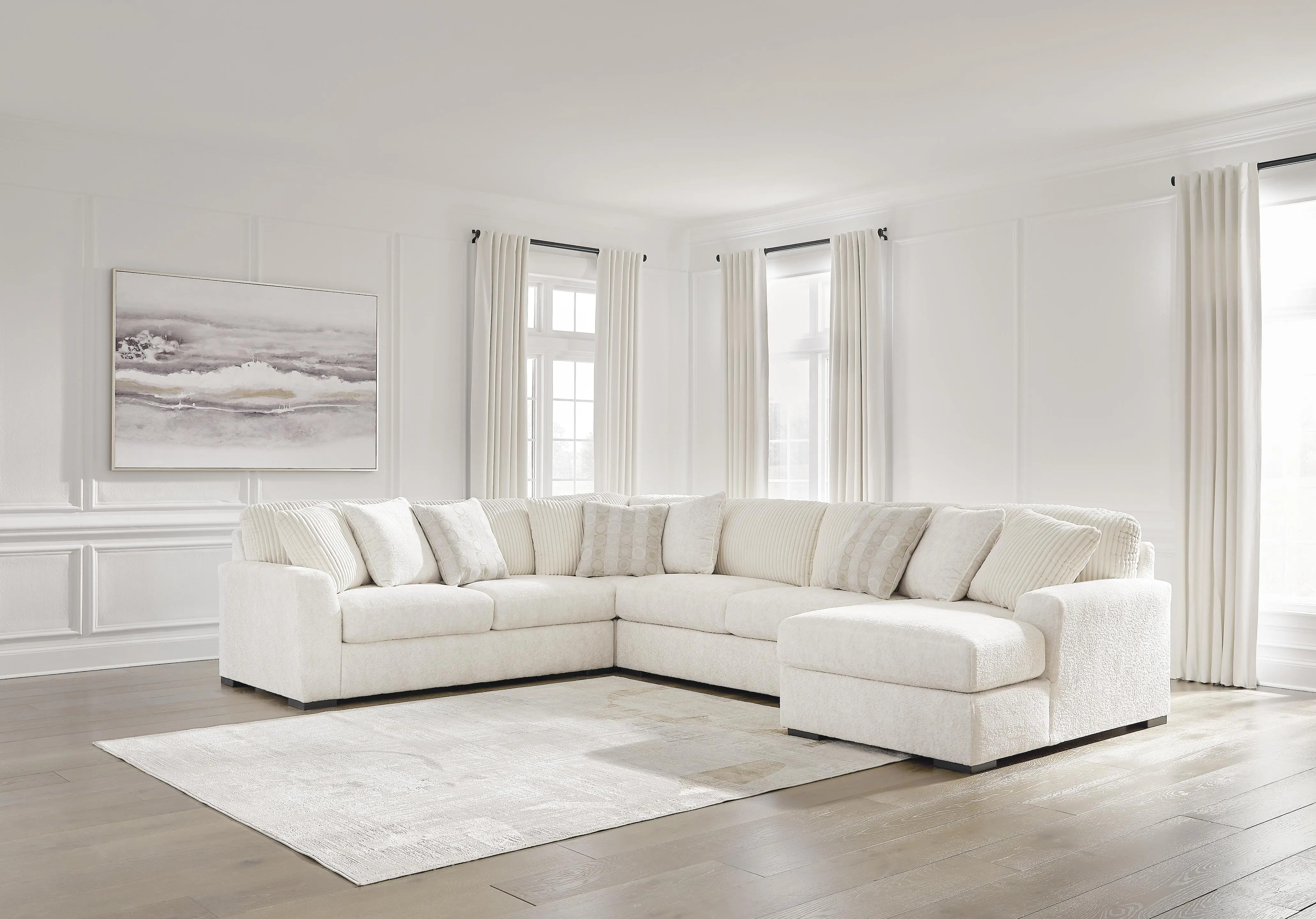 Chessington 4-Piece Sectional with Chaise, Ivory | Ashley