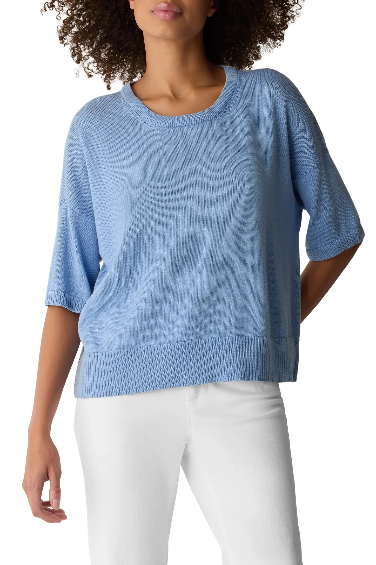 Elbow Sleeve Organic Cotton Blend Crewneck Sweater (Women) | Nordstrom | Nordstrom