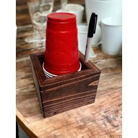 stained Wood Solo Cup Holder With Marker | Etsy (US)