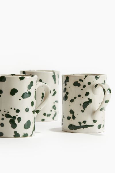 Speckled-glaze Stoneware Mug - Natural white/dark blue - Home All | H&M US | H&M (US + CA)