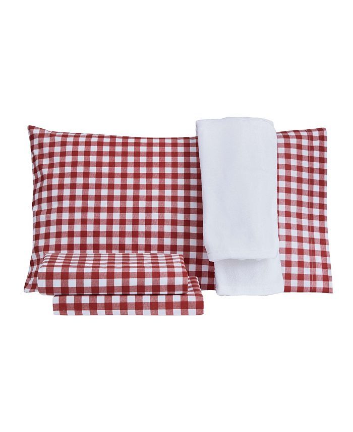 Jessica Sanders Holiday Microfiber 4 pc Twin Sheet Set With Throw & Reviews - Sheets & Pillowcase... | Macys (US)