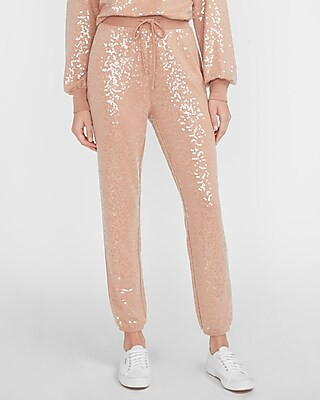 High Waisted Sequin Jogger Pant | Express