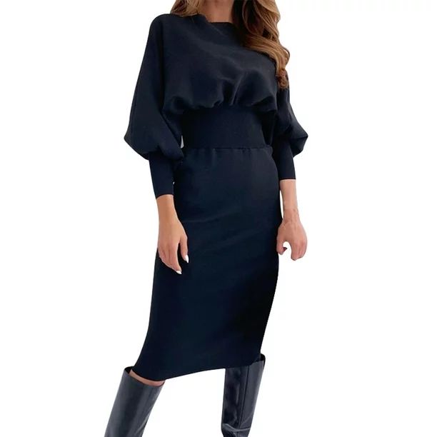 Black Friday Deals 2021 Sweaters For WomenWomen Body-con Dress Sweater Midi Dress Ladies Party Lo... | Walmart (US)