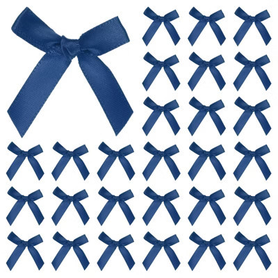 Unique Bargains Polyester Mini Ribbon Bows Craft Satin Ribbon Bow 1.6x1.6 Inch 50 Pcs Blue | Target