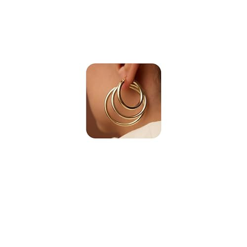 Poxtex Small Sterling Silver Huggie Hoop Earrings Set for Women, Hypoallergenic 14K Gold Plated H... | Amazon (US)
