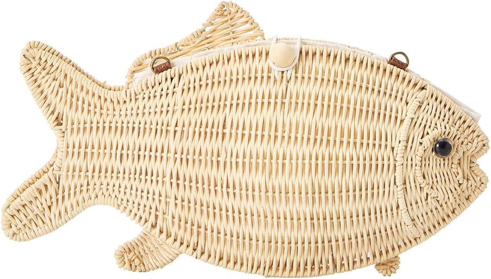 Handwoven Fish Shaped Rattan Crossbody Bag Novelty Wicker Straw Purse Summer Beach Vacation Anima... | Amazon (US)
