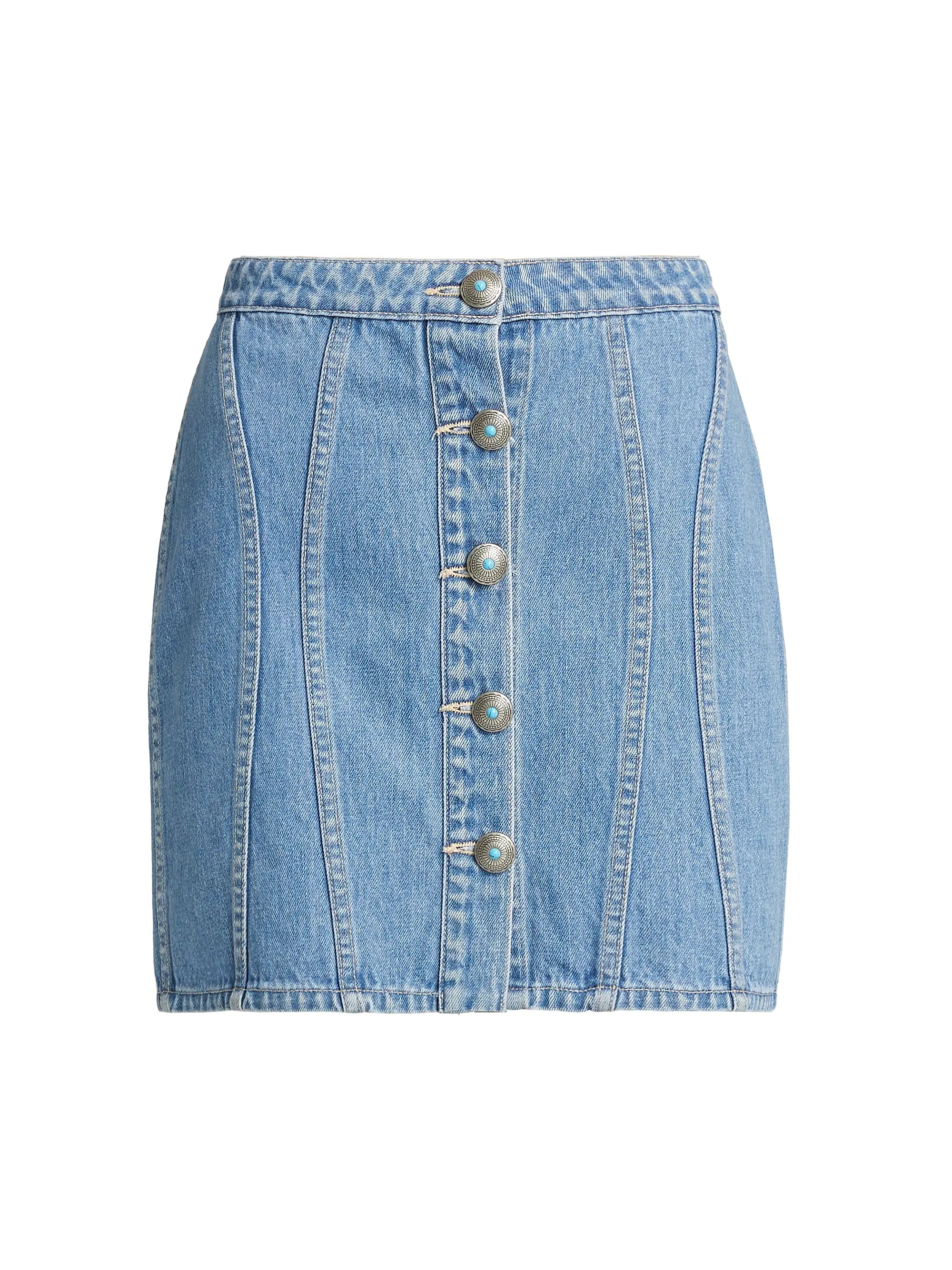 Phia Button-Front Denim Miniskirt | Saks Fifth Avenue