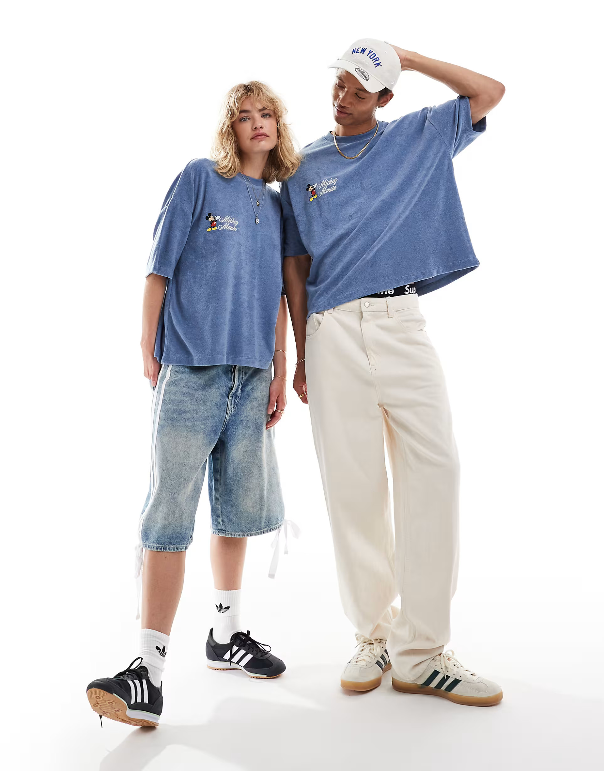 ASOS DESIGN Disney unisex oversized texture t-shirt with Mickey Mouse print in washed blue - part... | ASOS (Global)