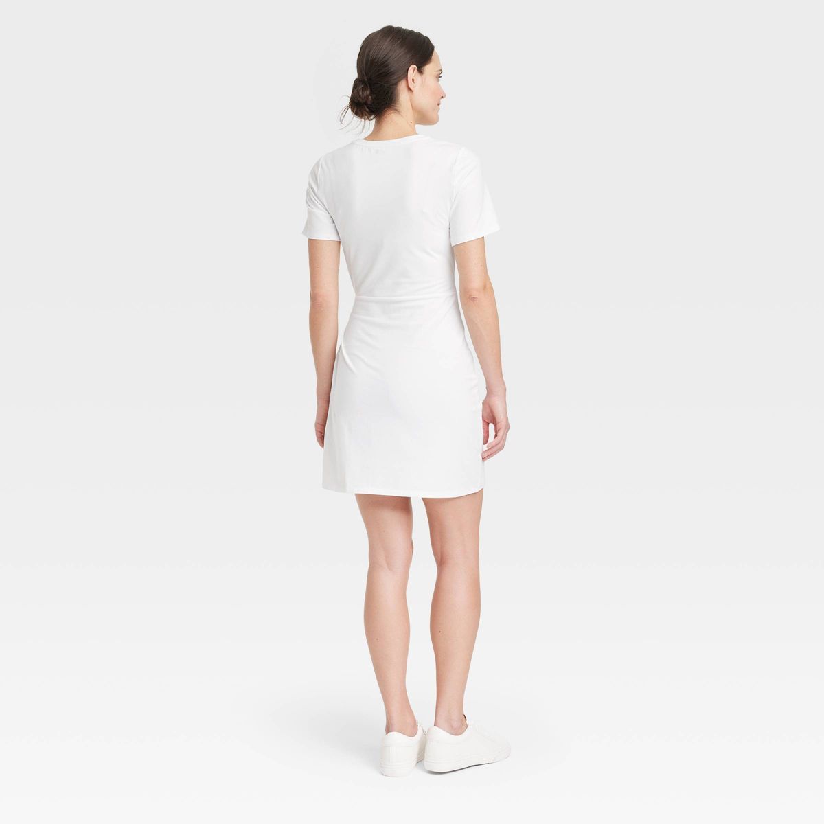 Women's Short Sleeve Mini T-Shirt Wrap Dress - A New Day™ White XS | Target
