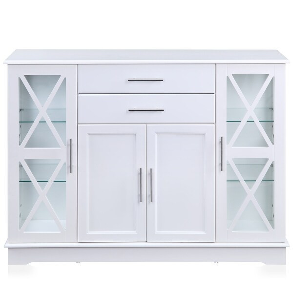 BELLEZE 47" Wood Storage Sideboard Buffet Cabinet Console Table - standard - White | Bed Bath & Beyond