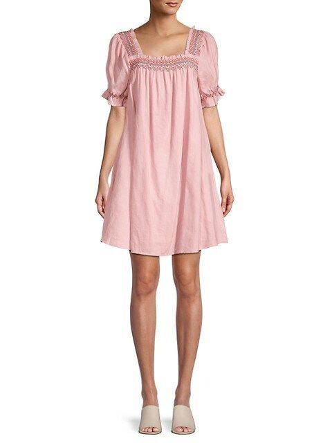 Smocked Puff-Sleeve Babydoll Dress | Saks Fifth Avenue OFF 5TH