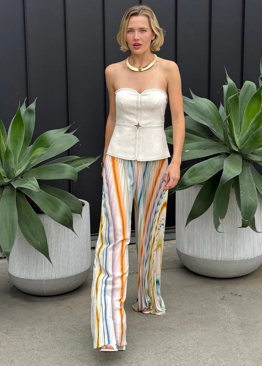 Cecelia Abstract Multicolor Pleated Wide Leg Pants | Benaar La