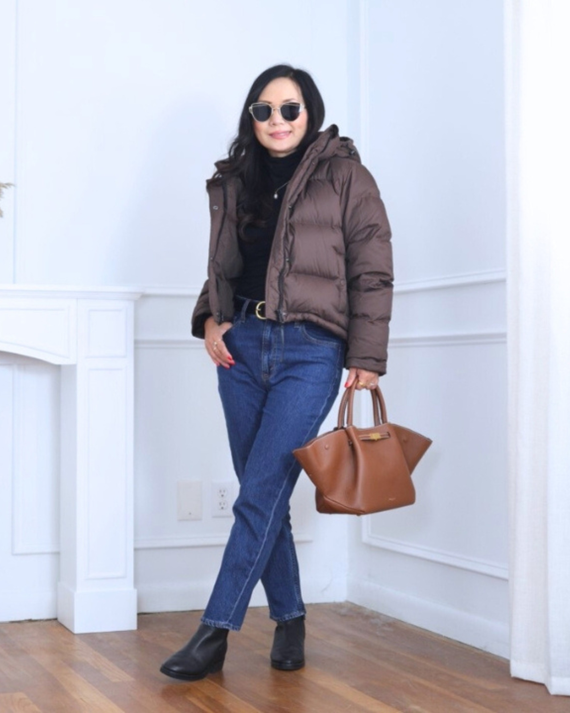 Wearing a cropped puffer jacket and mock neck top from Quince with ankle jeans from Abercrombie — warm, minimal, and effortlessly put-together. I’m 5’2, wearing size XS and 27 for jeans.

#LTKOver40 #LTKStyleTip #LTKPetite