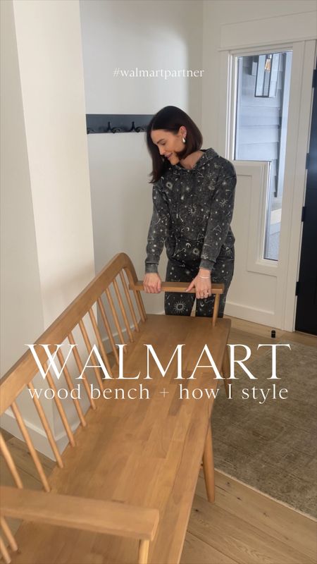 HOME \ I’ve partnered with @Walmart to share new Spring home finds! This solid oak wood bench is a favorite of mine!! I love the modern design on a farmhouse classic👌🏻👌🏻 It comes with the neutral cushion, is large at 60” long and only $298! See how I style it in my entry way🙋🏻‍♀️

#walmartpartner #walmarthome

#LTKSeasonal #LTKhome #LTKVideo