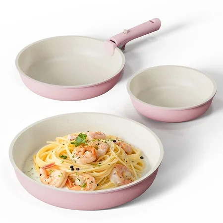 Carote 4 Pcs Nonstick Cookware Sets, Pots and Pans Set with Detachable Handles, Oven Safe, Induction Cookware, Stackable Kitchen Cooking Set, Pink | Walmart (US)