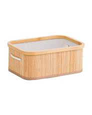 Medium Bamboo Natural Bin | TJ Maxx