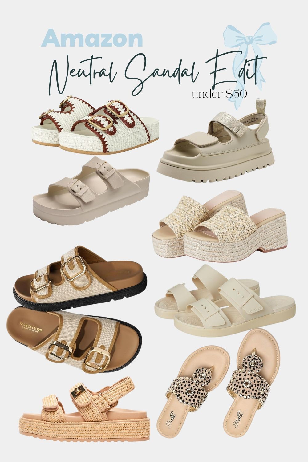 Amazon sandals under $50
Neutral sandals 
Platform sandals 
Raffia sandals 
Wedge sandals 

#LTKShoeCrush #LTKFindsUnder50 #LTKSeasonal