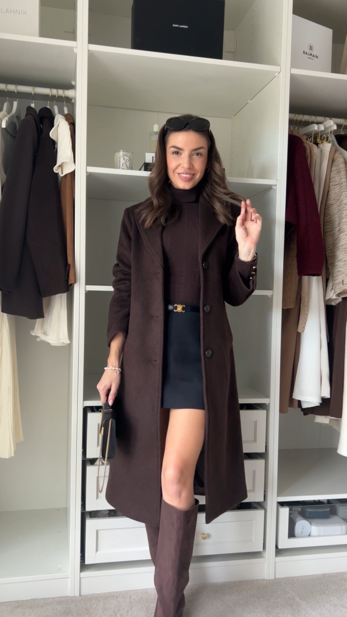 Chocolate brown coat ✨🤍

#LTKuk #LTKfestive #LTKwinter