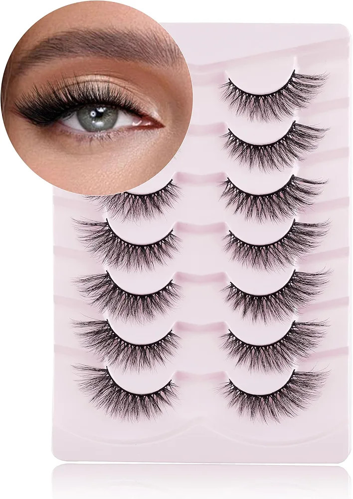 Onlyall Cat Eye Lashes Mink Lashes Fluffy Eyelashes Cat Eye False Lashes Fox Eye Lashes 7 Pairs F... | Amazon (US)
