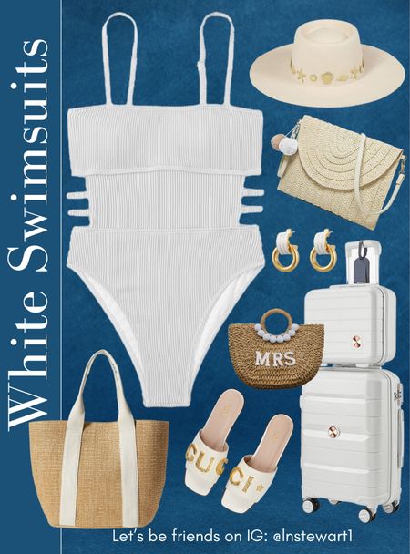 Bride swimsuit 
White swimsuit 
Honeymoon outfit 
Beach tote 
Suitcase 
#LTKtravel
#LTKitbag

#LTKstyletip #LTKSeasonal #LTKwedding