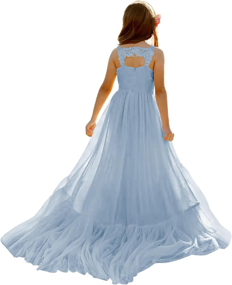 Amazon.com: MCieloLuna Light Blue Chiffon Boho Flower Girl Dresses for Wedding Birthday Party Bal... | Amazon (US)