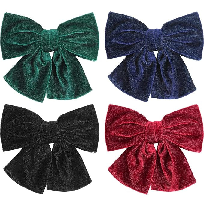4 Pieces Velvet Hair Bow Hair Clips Big Hair Bow Alligator Hair Barrettes Hair Accessories for Ba... | Amazon (US)