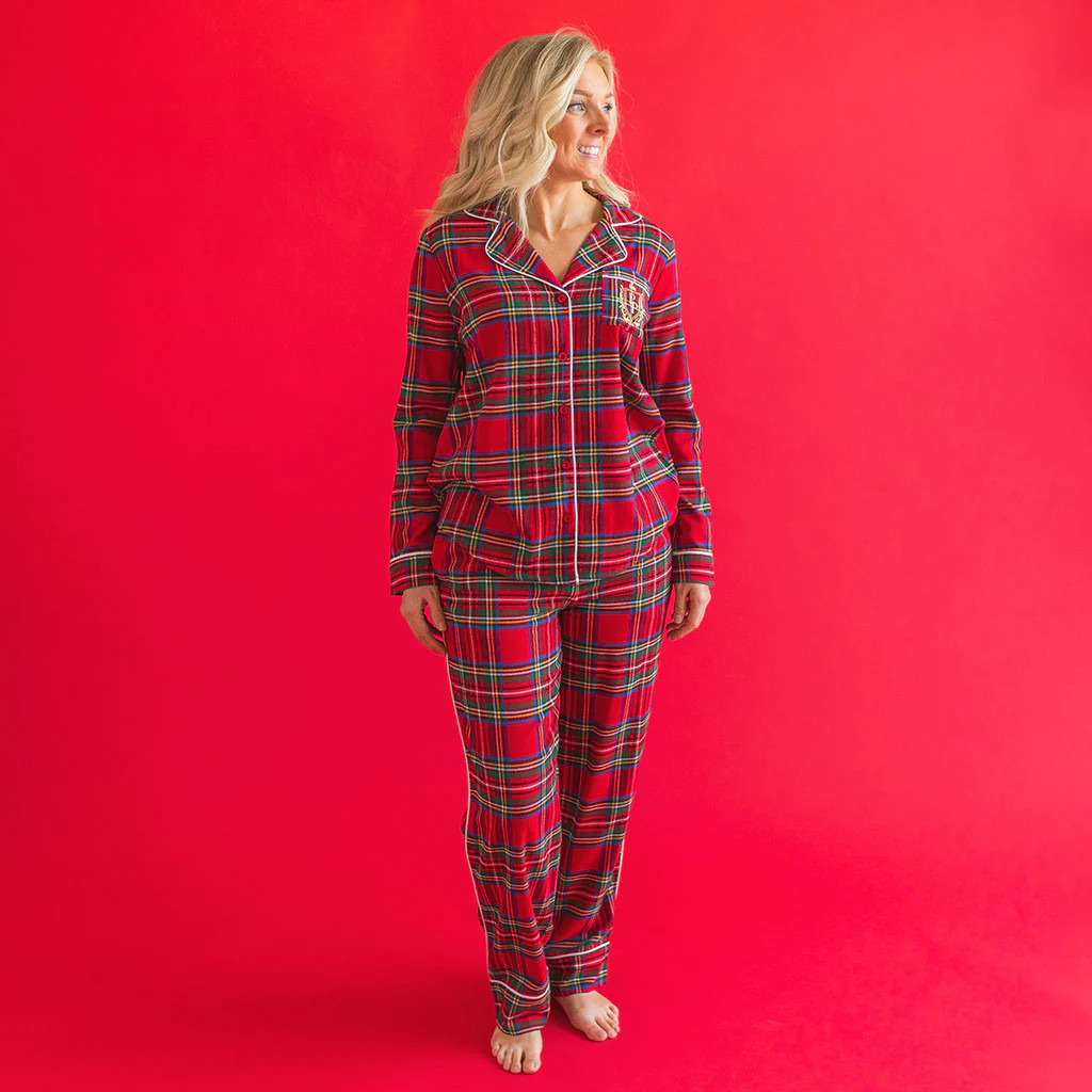 Holiday Red Luxe Womens Pajamas | Red Tartan Plaid | Posh Peanut