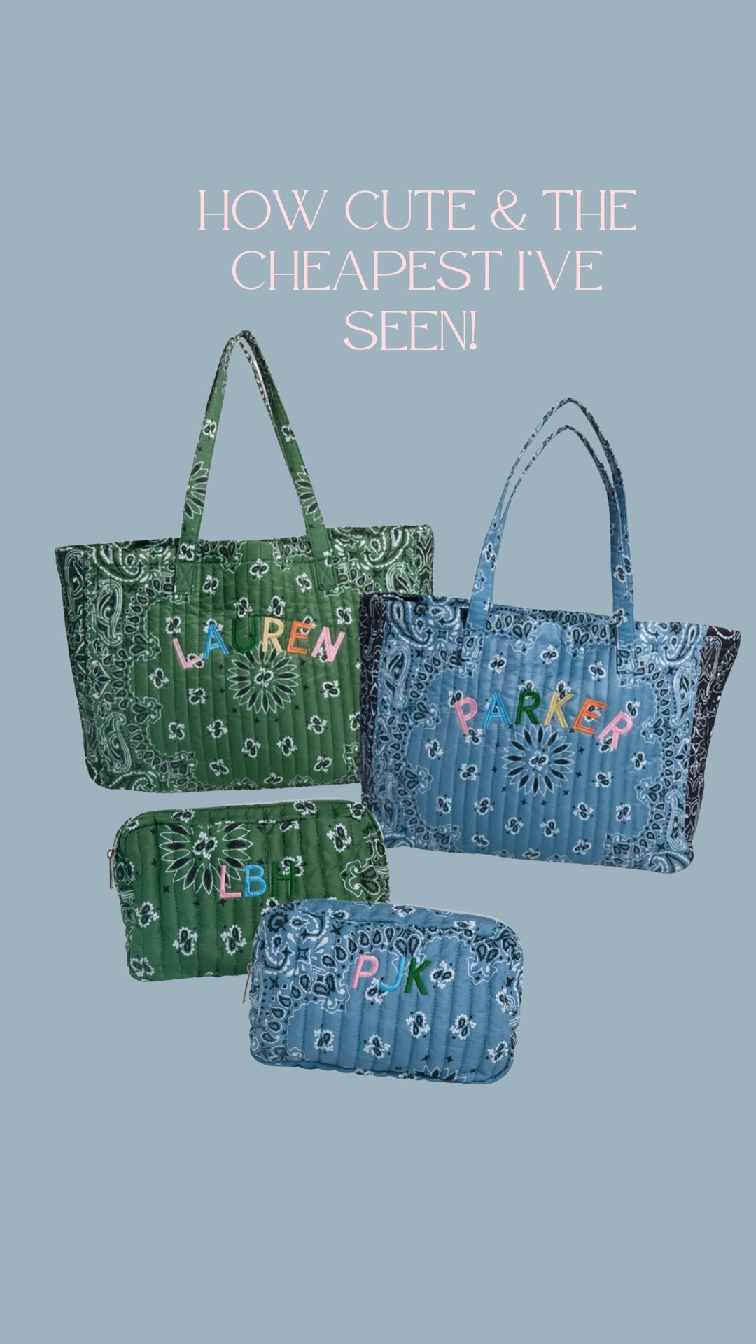 Monogrammed bandana bags!