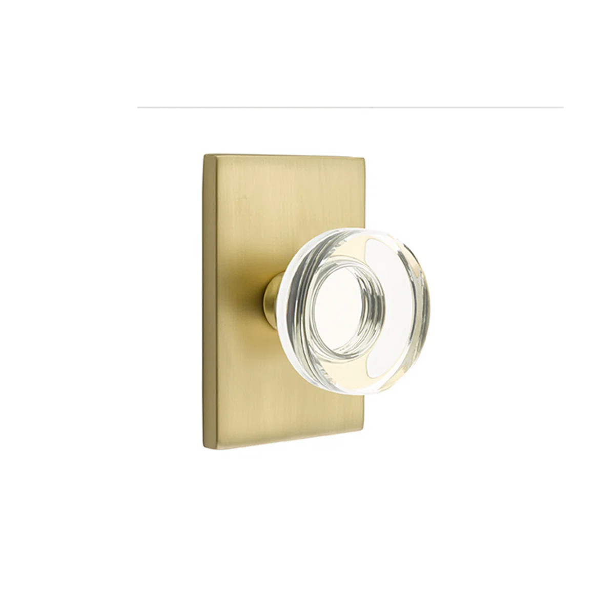 Emtek Privacy Knobset w/ Modern Rectangular Rosette and Modern Disc Glass Knob | Wayfair North America