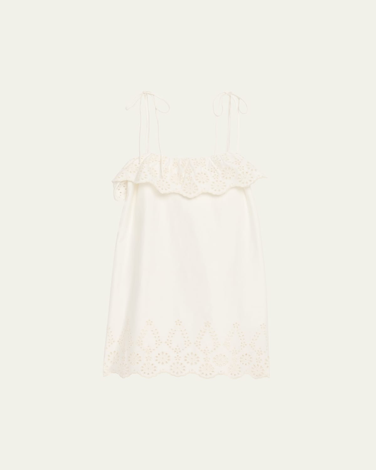 Yvonne Embroidered Tie-Shoulder Mini Dress | Bergdorf Goodman