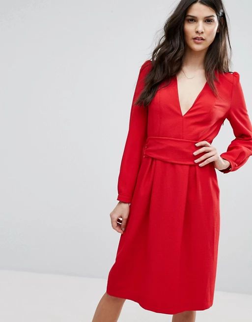 BA&SH Red Midi Dress | ASOS UK