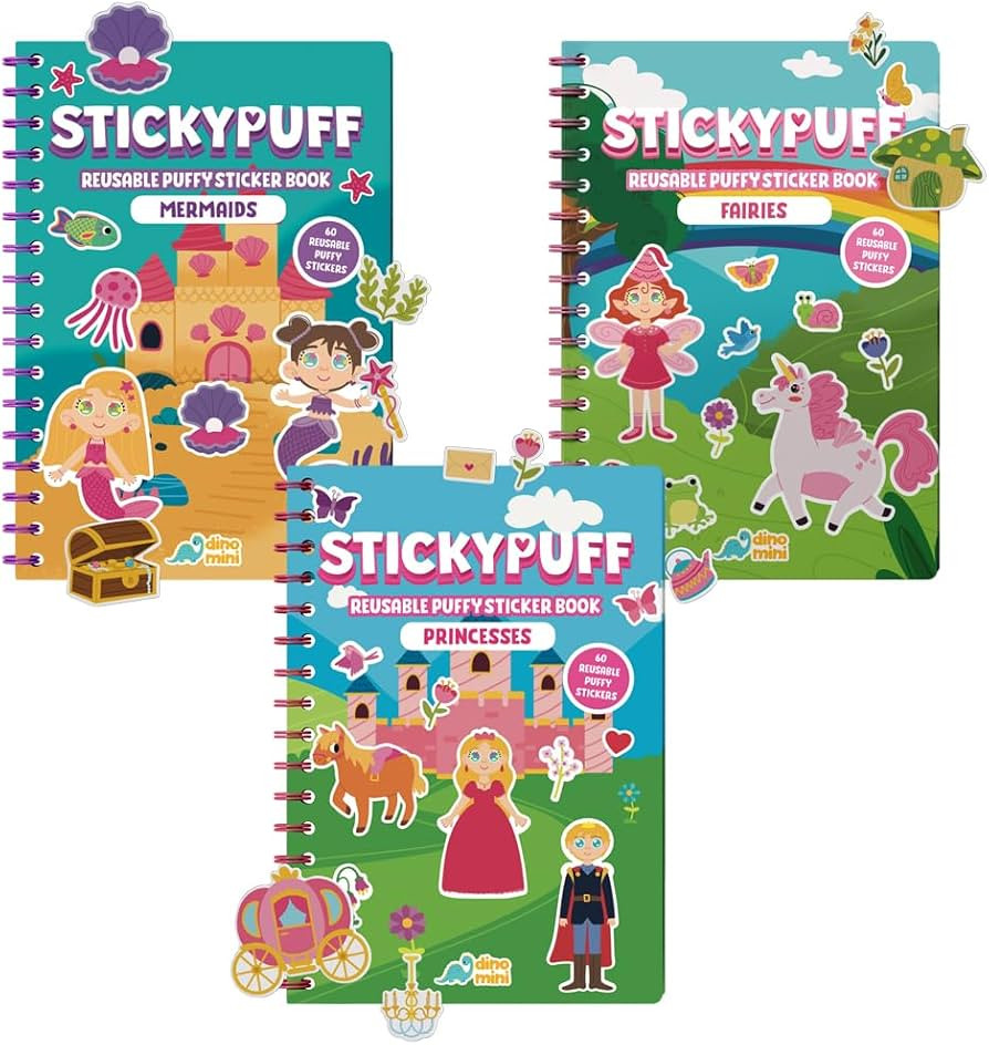 Stickypuff Value Pack - 3 Reusable Puffy Sticker Book for Toddlers - Puffy Stickers for Toddlers ... | Amazon (US)