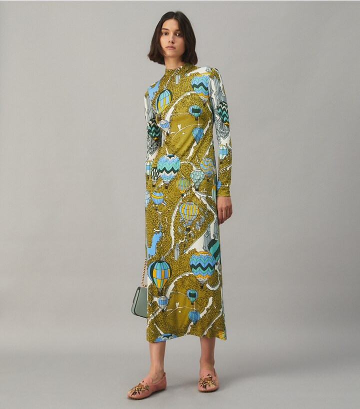 Printed Mockneck Dress | Tory Burch (US)