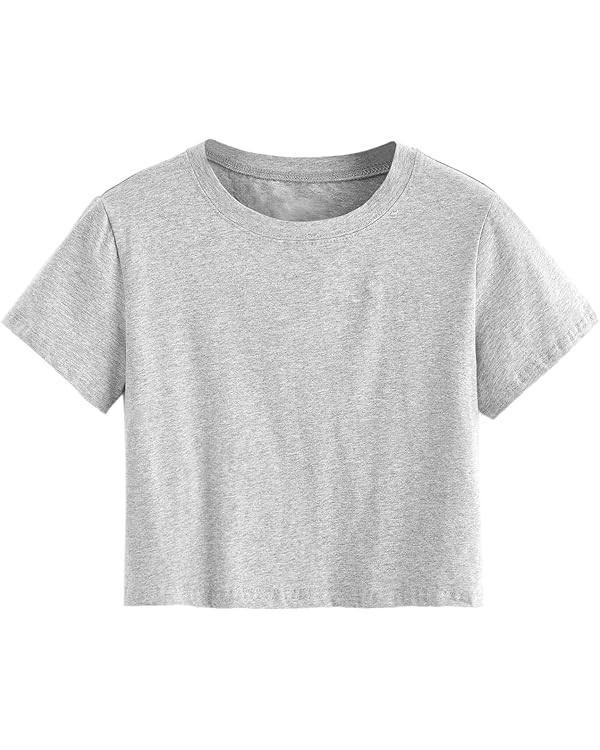 SweatyRocks Women's Casual Short Sleeve Crew Neck Basic Crop Top T Shirts | Amazon (US)
