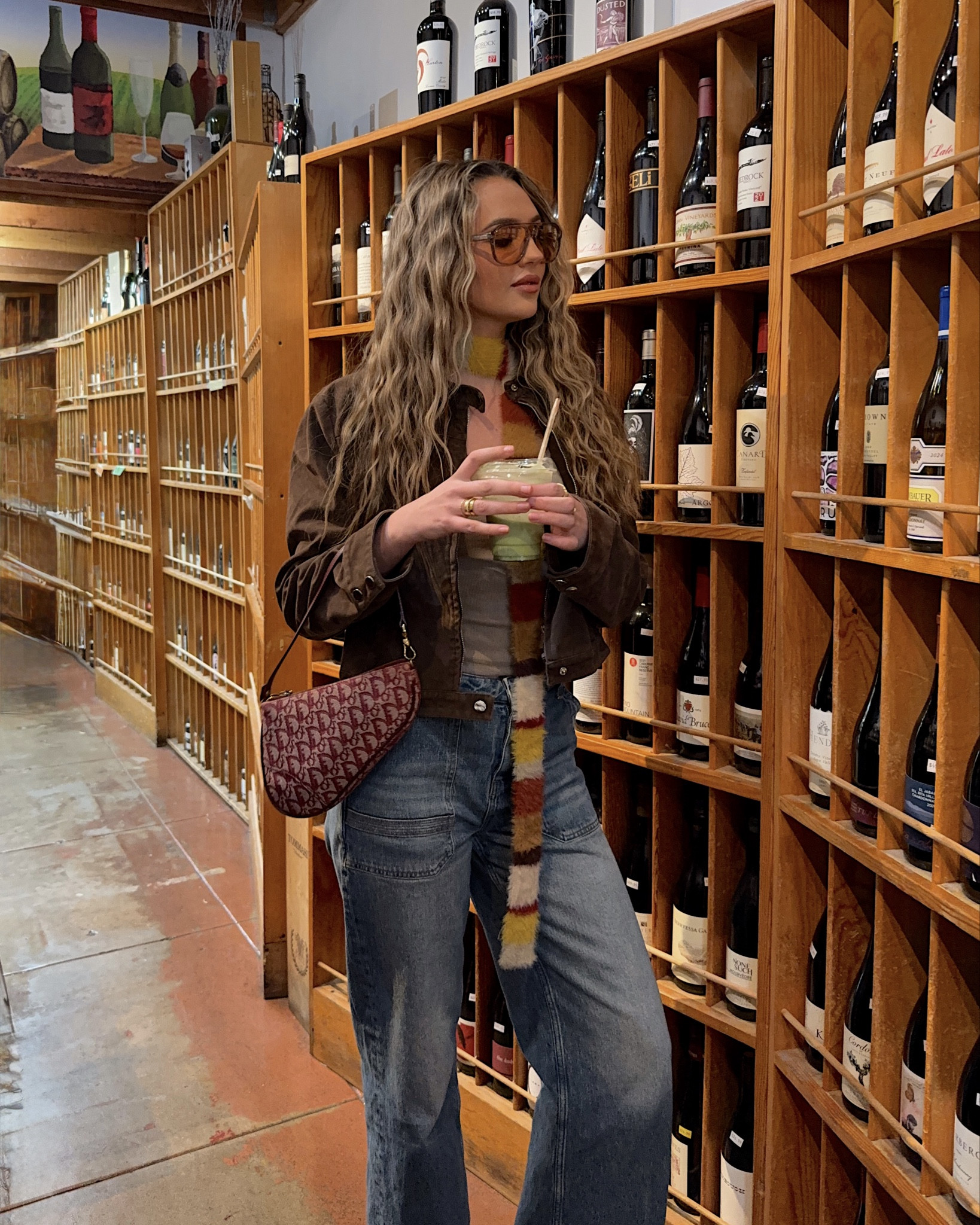 fun vintage inspired outfit! Skinny scarf, brown suede jacket, vintage designer 

#LTKFindsUnder50 #LTKFindsUnder100