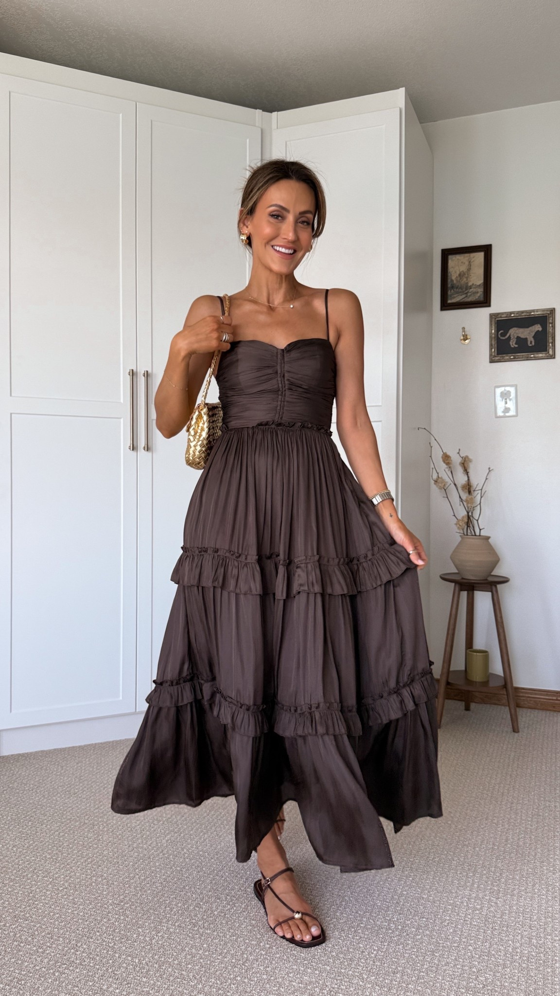 The wild card dress we all need this season. Just a little over $100 comes in several colors, works well with a casual slide flat or dress it up with heeled sandals for an event! Simply perfection! 🤎 bag is selling FAST, snag it while you can - works for day or night! ✨ sandals are a dream, super chic and comfy.

Linked my makeup and self tanner too! 

#LTKShoeCrush #LTKItBag #LTKWedding