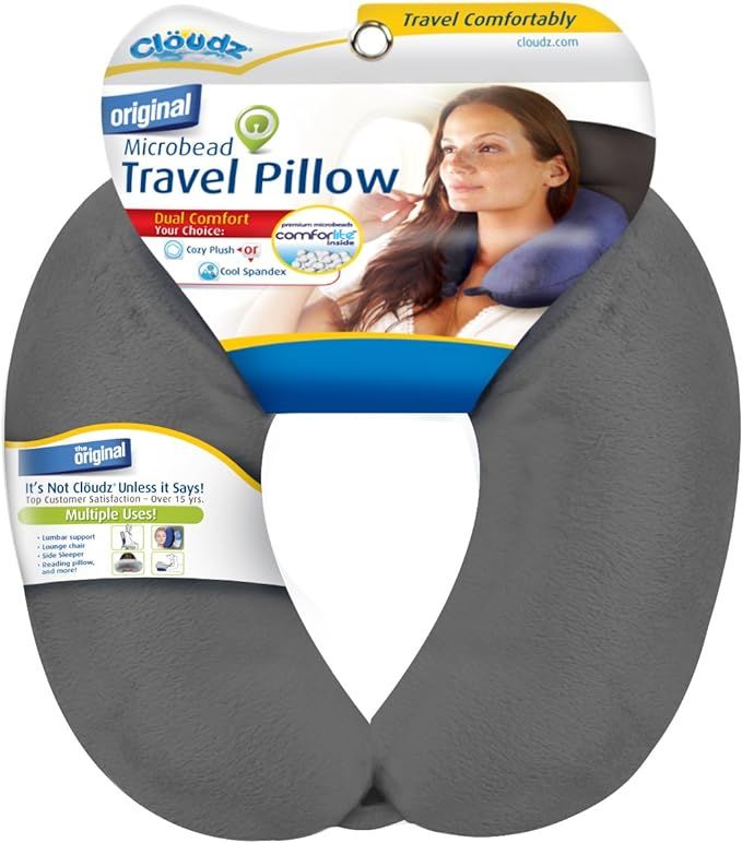 Cloudz Microbead Travel Neck Pillow - Grey | Amazon (US)