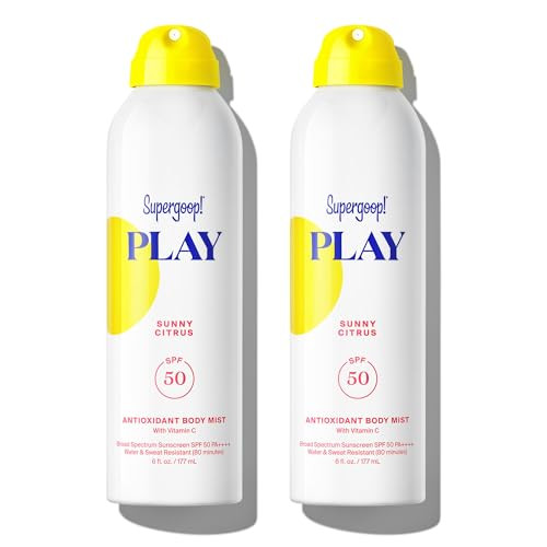 Supergoop! PLAY Antioxidant Body Mist w/Vitamin C - 6 fl oz - SPF 50 PA++++ Broad Spectrum Sunscreen - Body Spray - Great for Active Days (Pack of 2) | Amazon (US)