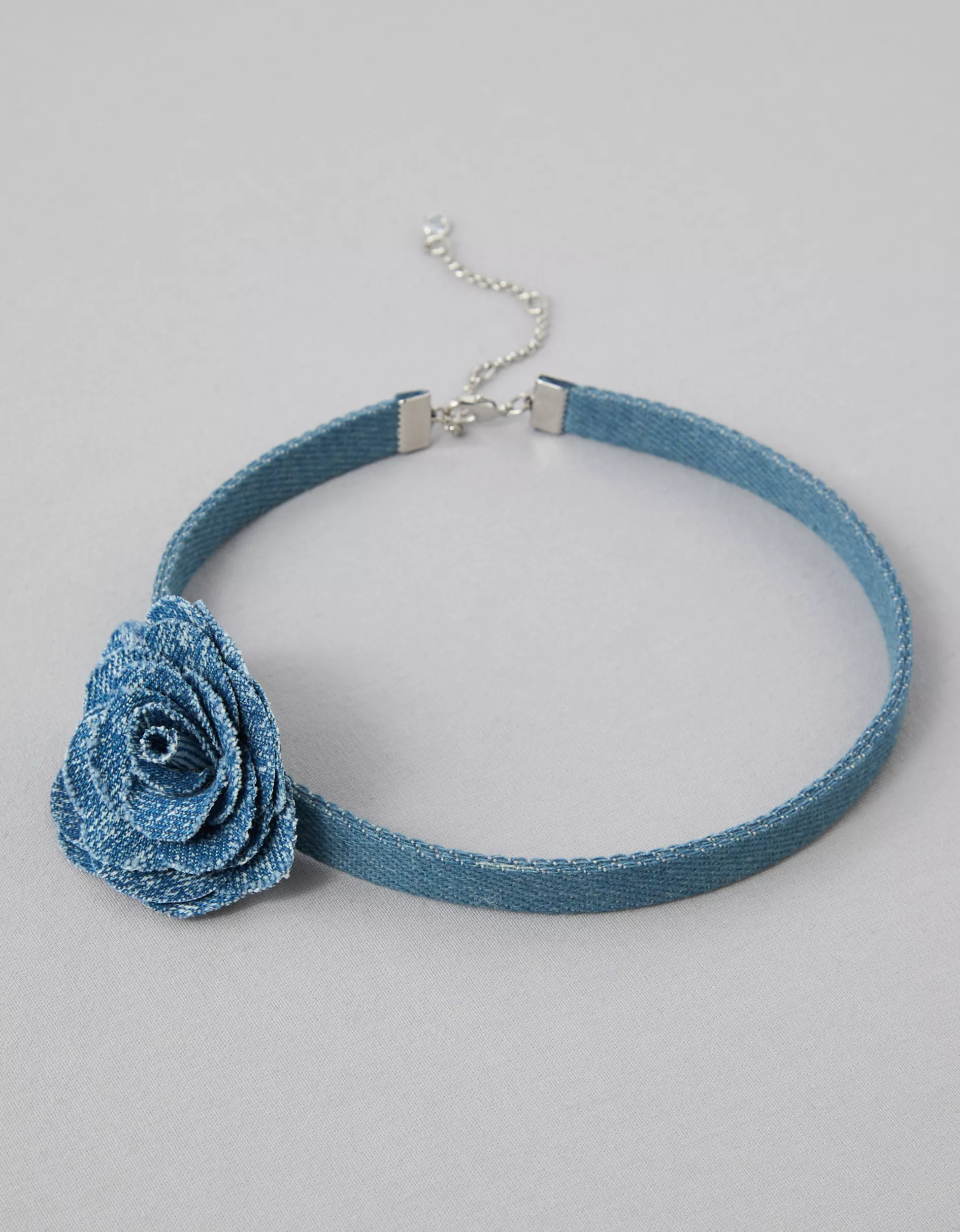 AEO Denim Rosette Choker | American Eagle Outfitters (US & CA)