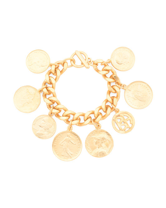 Gold Plated Bracelet With Coints | TJ Maxx