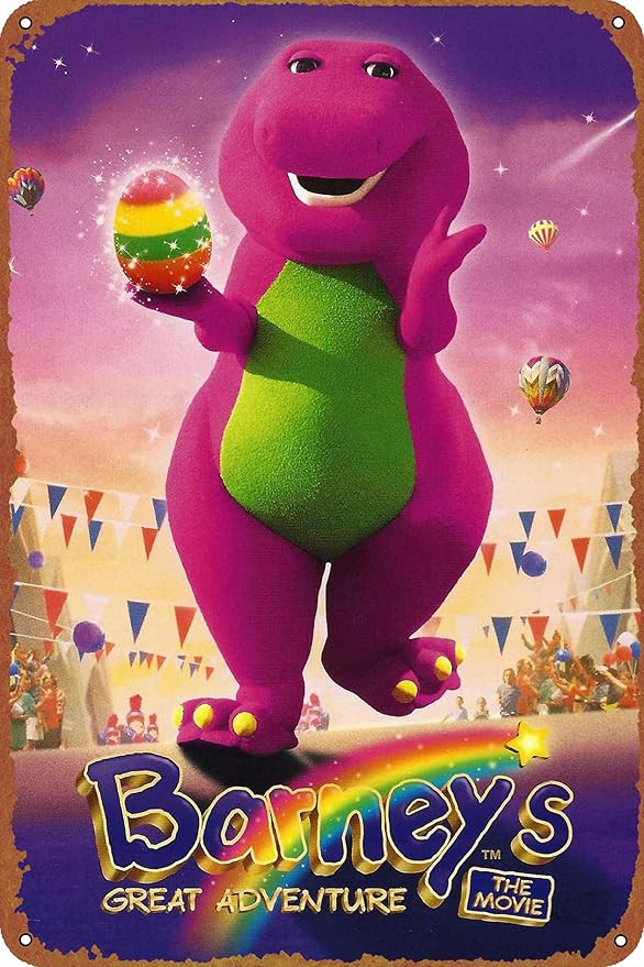 Barney's Great Adventure Funny Metal Tin Sign Vintage Black Wall Art Decoration Living Room Bathr... | Amazon (US)
