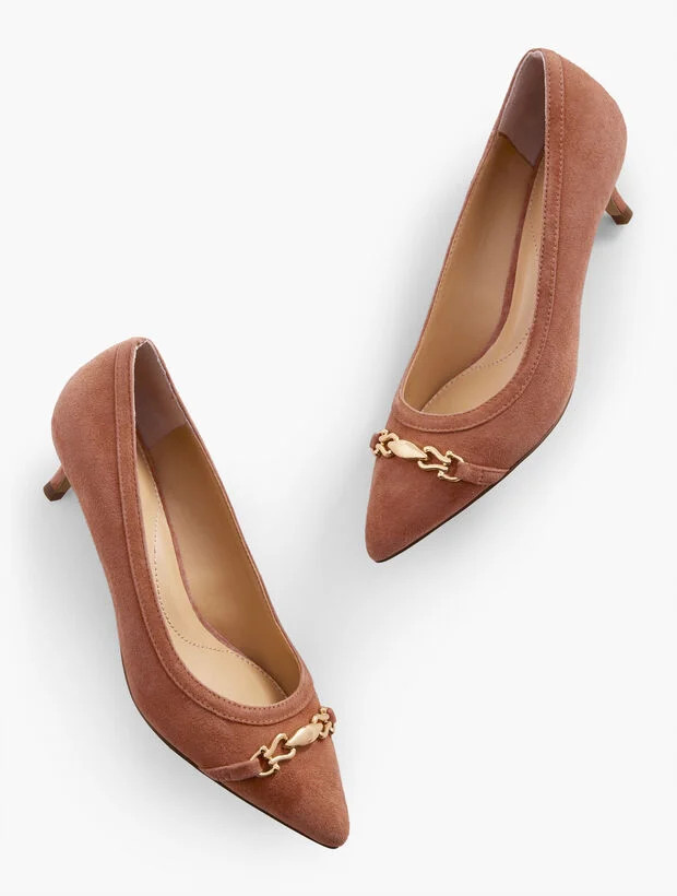 Sylvie Bit Kitten Heel Pump - Suede | Talbots